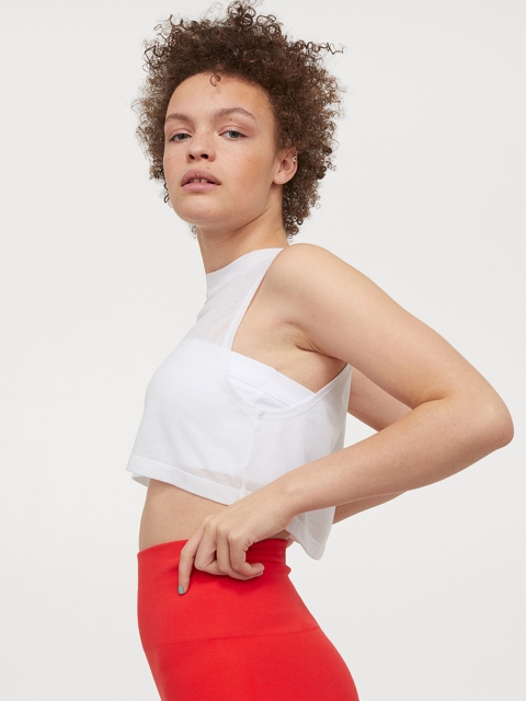 

H&M Women White Cropped Sports Top