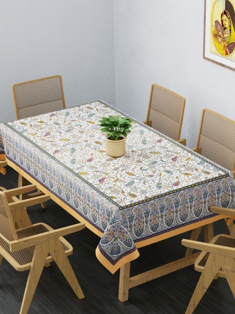 

Clasiko White & Blue Printed 6-Seater Pure Cotton Rectangular Table Cloth