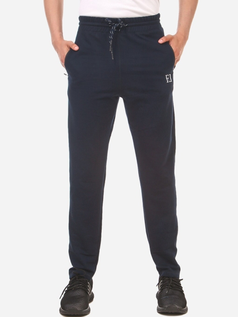

Franco Leone Men Navy Blue Solid Combed Cotton Straight-Fit Track Pants