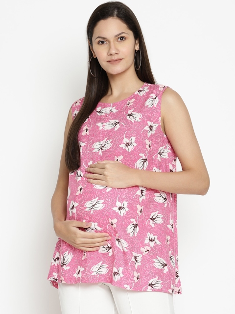 

The Vanca Women Pink Floral Printed Maternity Top