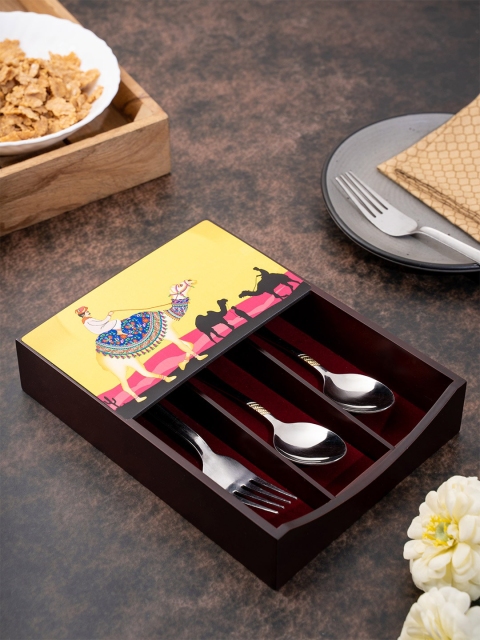 

KOLOROBIA Brown & Yellow Camel Glory Printed Cutlery Holder
