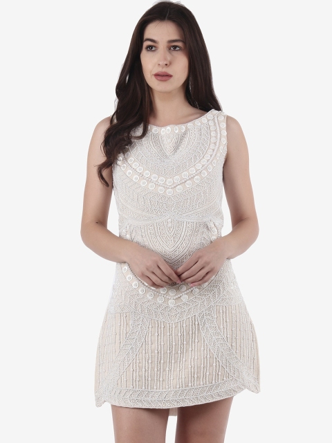 

Diwaah Women Off-White Beaded Shift Dress
