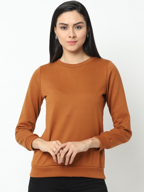 

Rigo Women Mustard Brown Solid Sweatshirt
