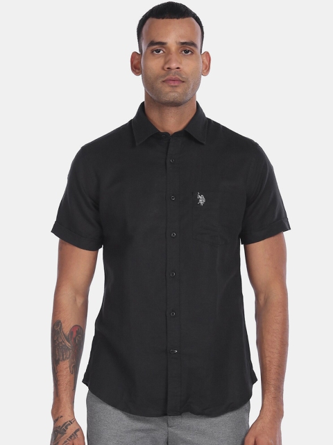

U.S. Polo Assn. Men Black Regular Fit Solid Casual Shirt
