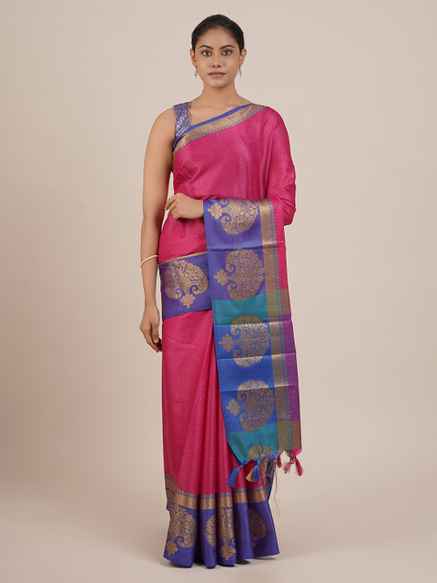 

Pothys Magenta Woven Design Cotton Blend Saree