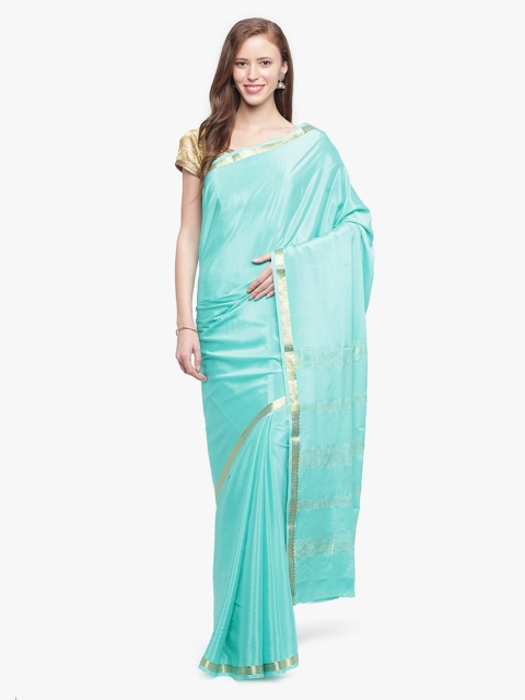 

Sudarshan Silks Turquoise Blue Pure Silk Solid Mysore Silk Saree