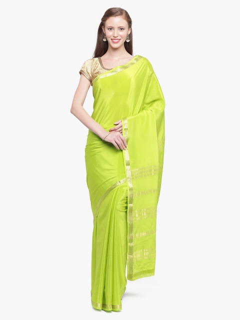 

Sudarshan Silks Green Pure Silk Solid Mysore Silk Saree