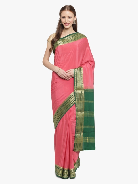 

Sudarshan Silks Pink Pure Silk Solid Mysore Silk Saree