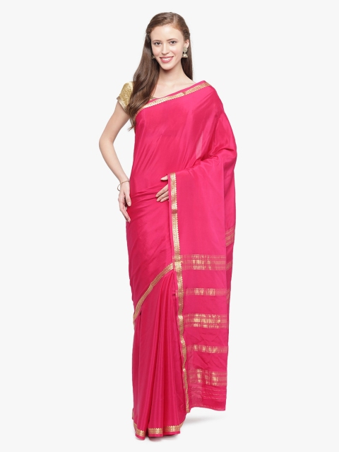 Sudarshan Silks Pink Pure Silk Solid Handloom Mysore Silk Saree