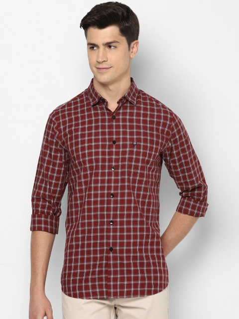 

Allen Solly Men Maroon Pure Cotton Slim Fit Checked Casual Shirt