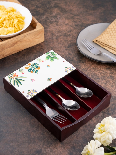 

KOLOROBIA Brown & White Printed Vibrant Bliss Cutlery Holder