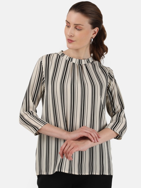 

Monte Carlo Off White & Black Striped Regular Top