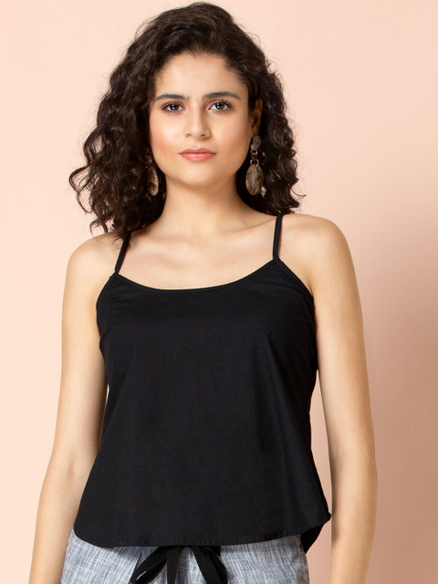 

INDYA Black Pure Cotton Regular Top
