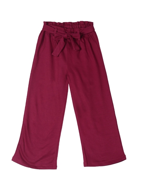 

Cherokee Girls Maroon Pure Cotton Regular Fit Solid Parallel Trousers