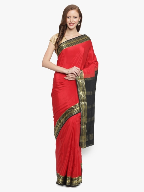 

Sudarshan Silks Red & Black Pure Silk Solid Mysore Silk Saree