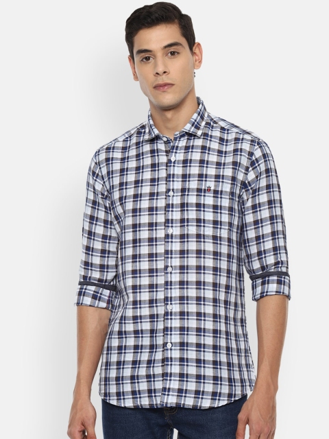 

Louis Philippe Jeans Men Blue & White Slim Fit Checked Casual Shirt