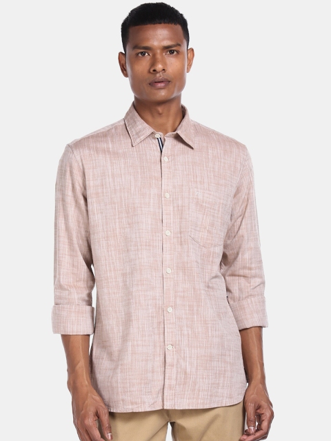 

AD By Arvind Men Beige Pure Cotton Solid Casual Shirt