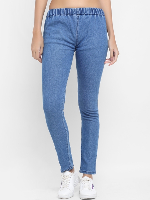 

NEUDIS Women Blue Solid Skinny-Fit Ankle Length Cotton Denim Jeggings