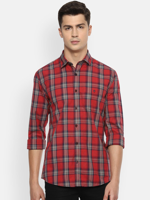 

Louis Philippe Sport Men Red & Navy Blue Slim Fit Checked Casual Shirt