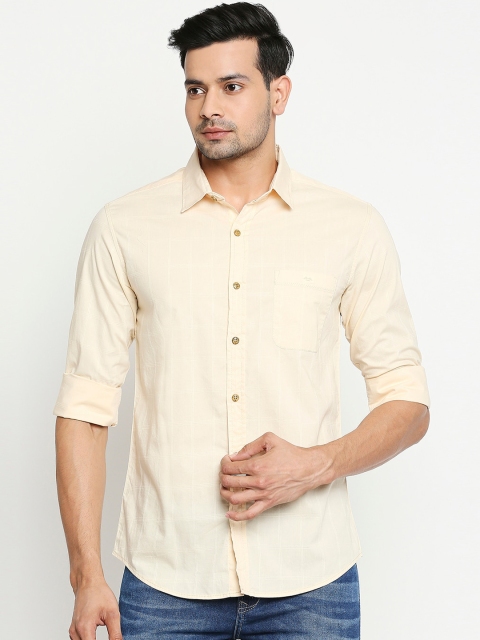

Mufti Men Cream-Coloured Slim Fit Solid Casual Shirt