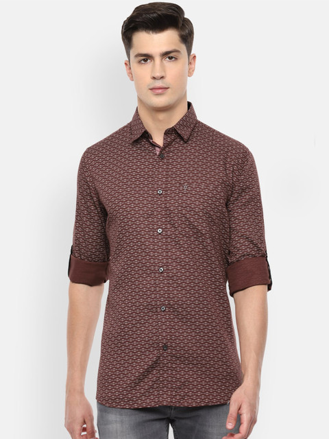 

Van Heusen Sport Men Brown & Off-White Slim Fit Printed Casual Shirt