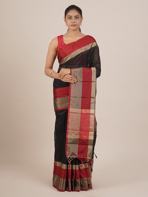 

Pothys Black Solid Art Silk Saree