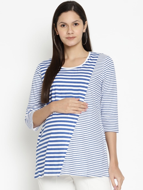 

The Vanca Blue & White Striped Maternity Top