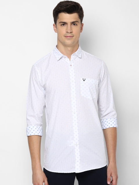 Allen Solly Men White Slim Fit Printed Casual Shirt