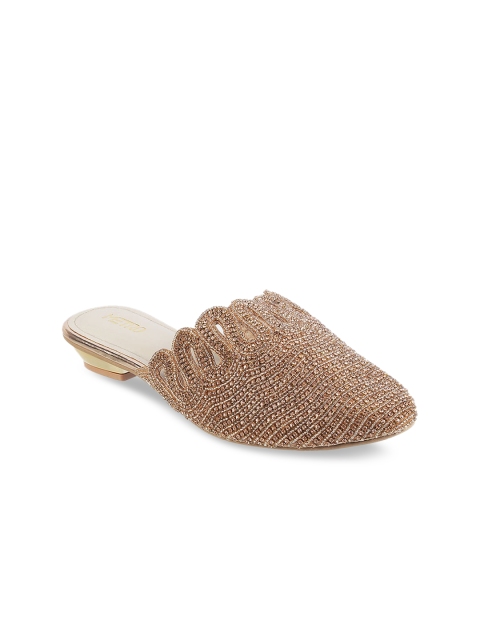

Metro Women Gold-Toned Embellished Mules