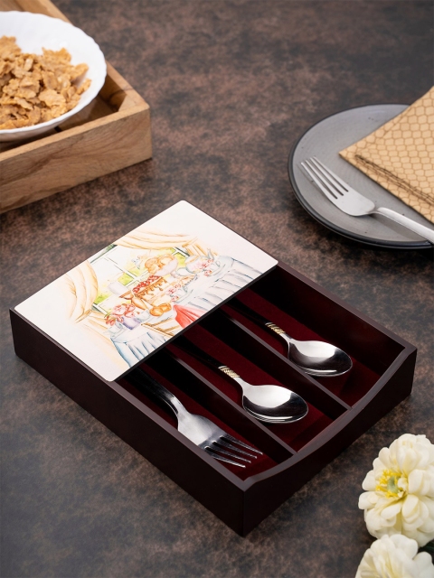 

KOLOROBIA Brown & White Printed English Breakfast Printed Cutlery Holder