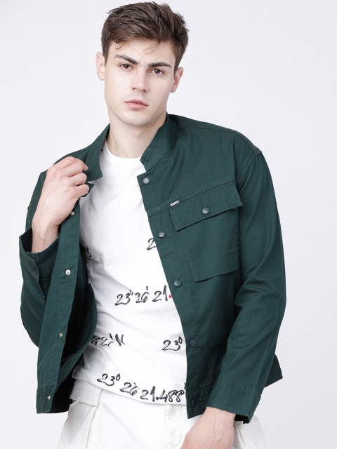 

Ecko Unltd Men Green Pure Cotton Solid Tailored Jacket
