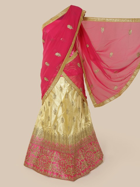 

Pothys Pink & Cream-Coloured Poly Chiffon Embellished Saree