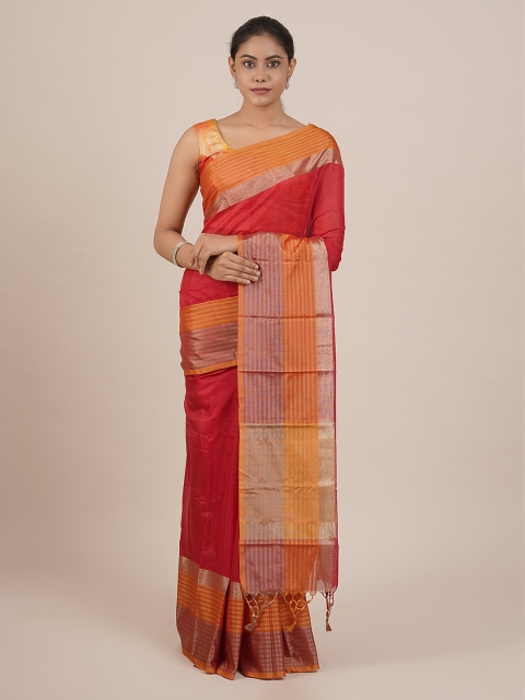

Pothys Red Solid Art Silk Saree