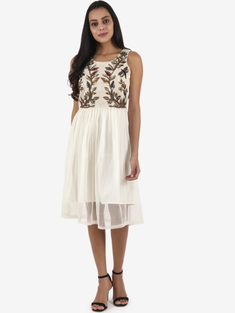 

Diwaah Women Off-White & Golden Sequinned A-Line Dress