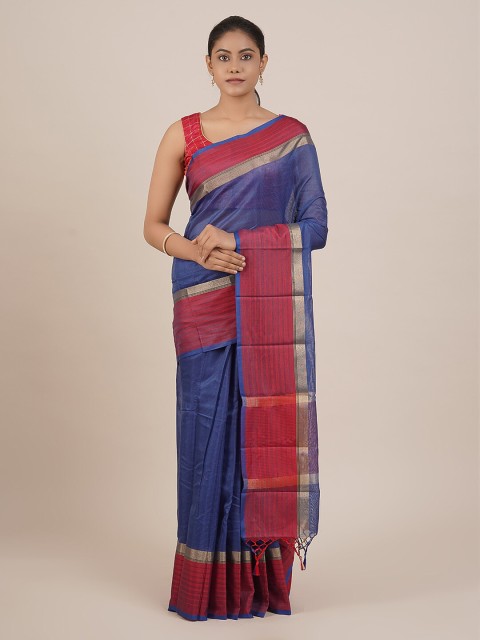 

Pothys Blue & Red Art Silk Striped Saree