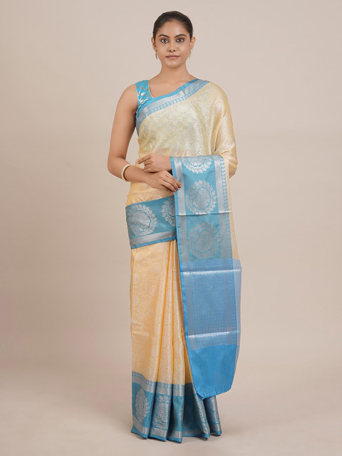 

Pothys Yellow Woven Design Cotton Blend Saree