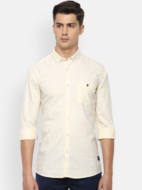 

Louis Philippe Jeans Men Beige & White Slim Fit Checked Casual Shirt