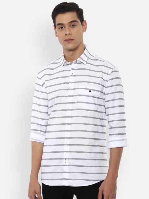 

Louis Philippe Sport Men White & Navy Blue Slim Fit Striped Casual Shirt