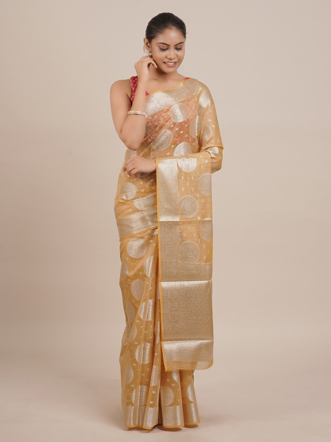 

Pothys Cream-Coloured Woven Design Cotton Blend Saree