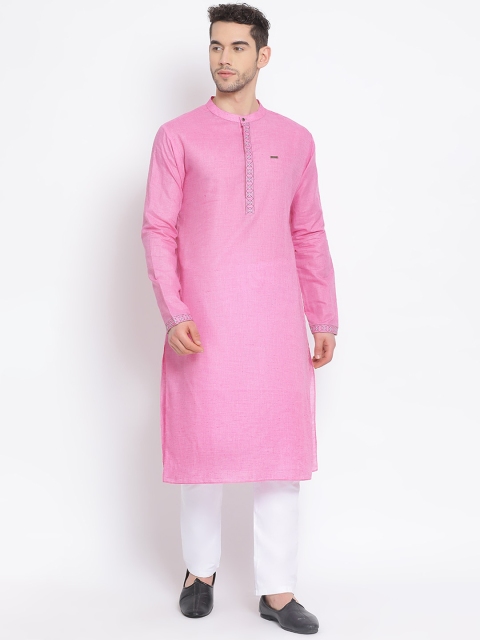 

DEVOILER Men Pink Kurta