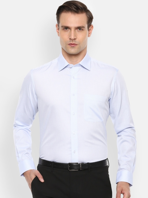 

Louis Philippe Men Blue Pure Cotton Regular Fit Self Design Formal Shirt