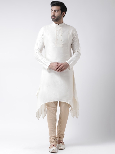 

KISAH Men White Yoke Design Cotton Kurta