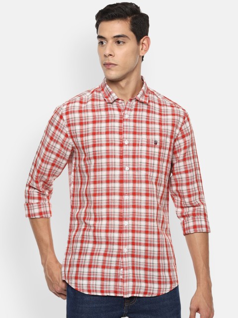 

Louis Philippe Jeans Men Red & White Slim Fit Checked Casual Shirt