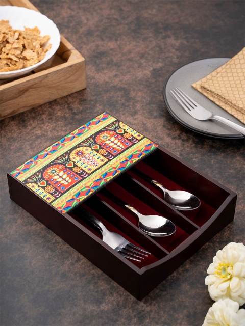 

KOLOROBIA Brown & Yellow Truck Art Cutlery Holder