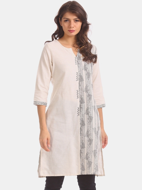 

Karigari Women Beige & Grey Printed Kurta