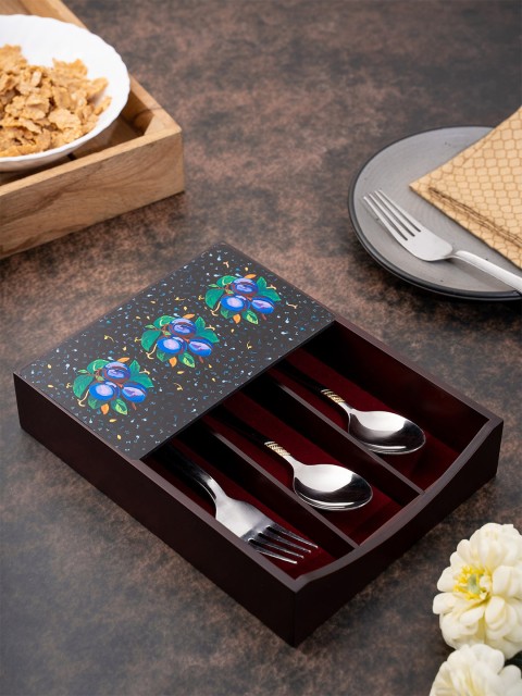 

KOLOROBIA Brown & Blue Juicy Italian Plum Cutlery Box