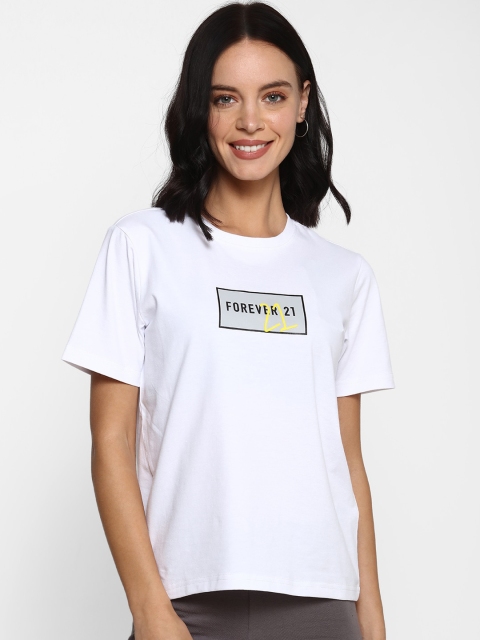 

FOREVER 21 White Printed Regular Top