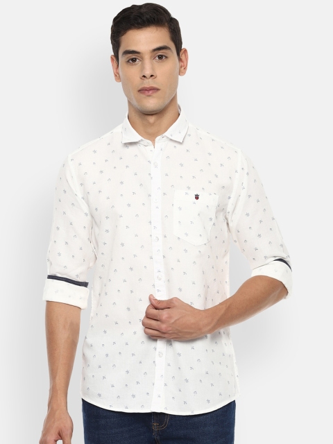

Louis Philippe Jeans Men White & Grey Slim Fit Printed Casual Shirt