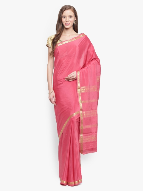 

Sudarshan Silks Pink Pure Silk Solid Mysore Silk Saree
