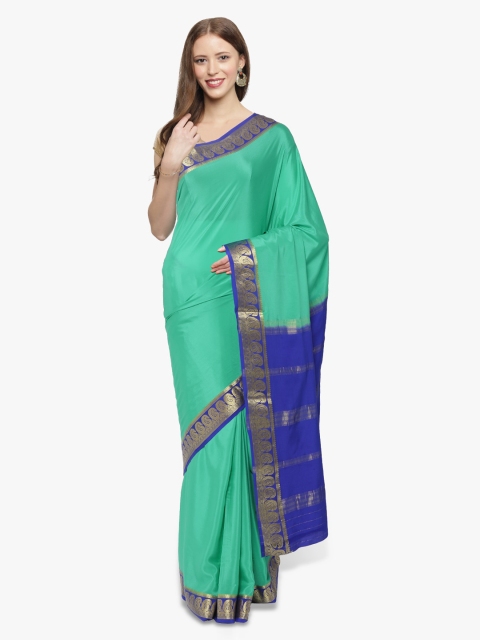 

Sudarshan Silks Green & Blue Pure Silk Solid Mysore Silk Saree